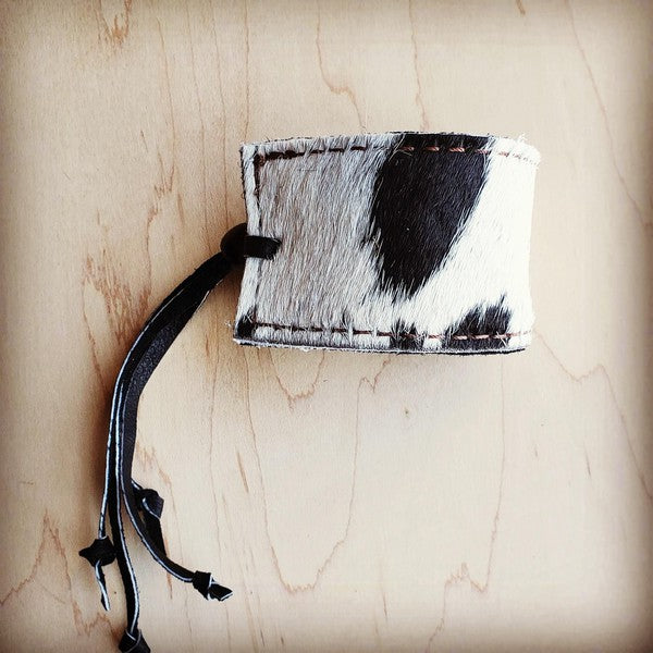 Adjustable Cuff black and white hair on hide