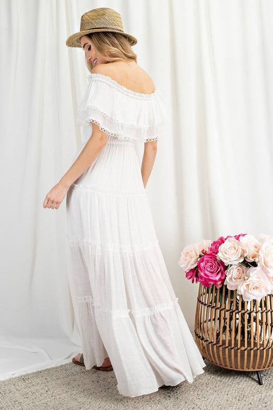 "Lydia" Off the Shoulder Ruffle Maxi Dress