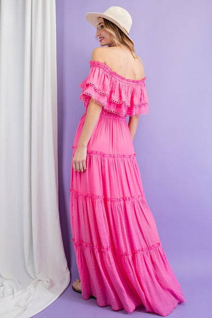 "Lydia" Off the Shoulder Ruffle Maxi Dress