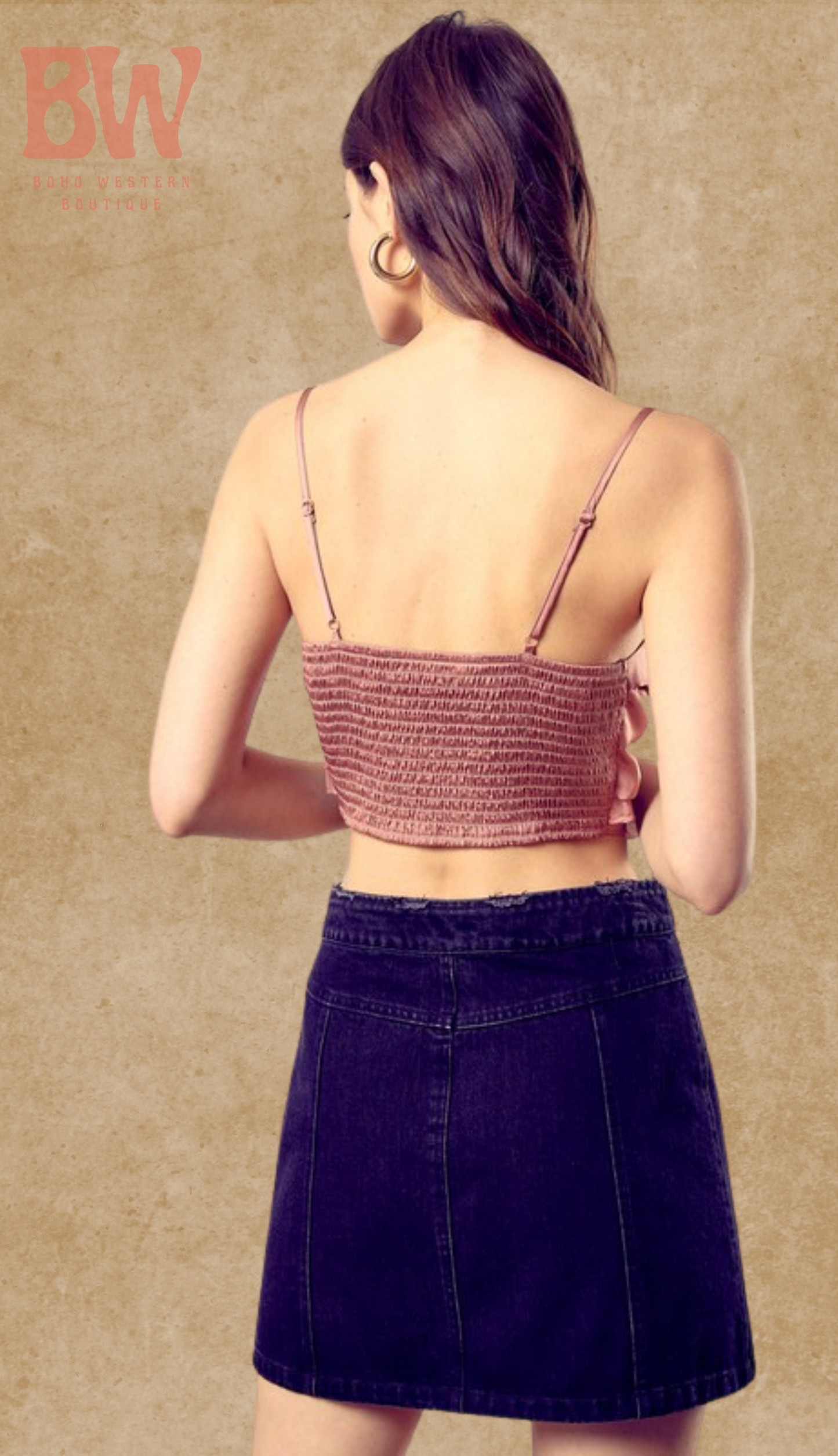 "Abby" Front Tie-Up Cami Crop Top