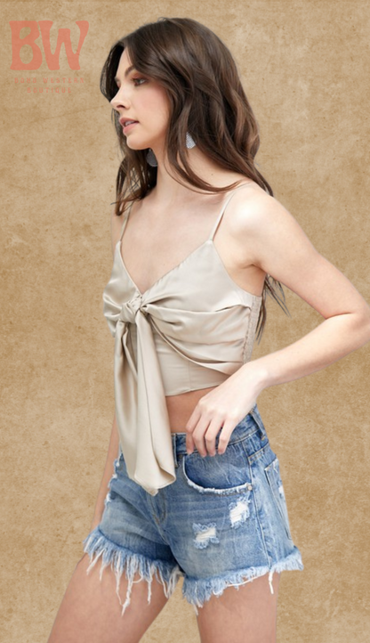 "Abby" Front Tie-Up Cami Crop Top