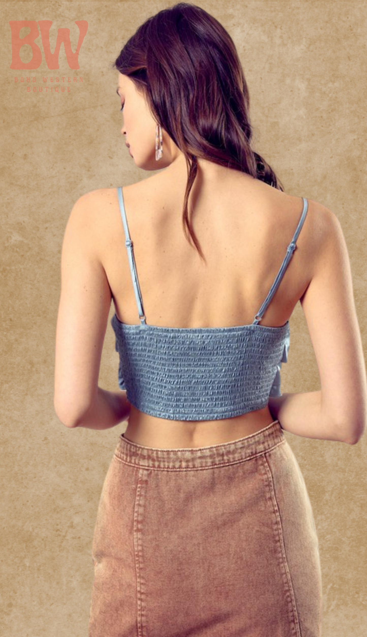 "Abby" Front Tie-Up Cami Crop Top