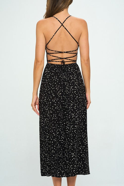 "LILY" SPECKLED KNOT BUST LACE UP MIDI DR