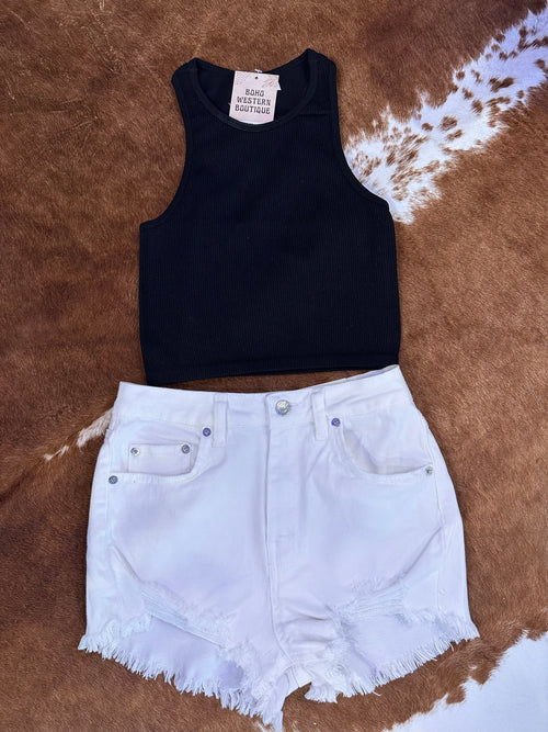 "KELLY" KNIT SOLID CROPPED SEAMLESS TANK TOP