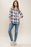 "SOPHIA"Relaxed Plaid Print Button-Up Flannel