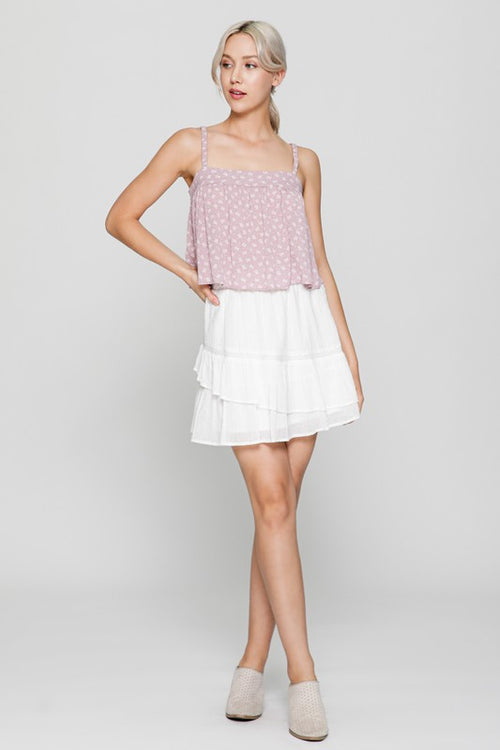 'LILY" PRE WASHED WOVEN BABYDOLL CAMI TOP