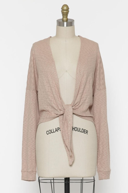 "TRACY" FRONT TIE LONG-SLEEVE CARDIGAN