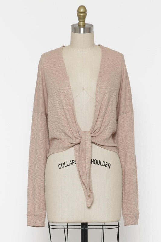 "TRACY" FRONT TIE LONG-SLEEVE CARDIGAN