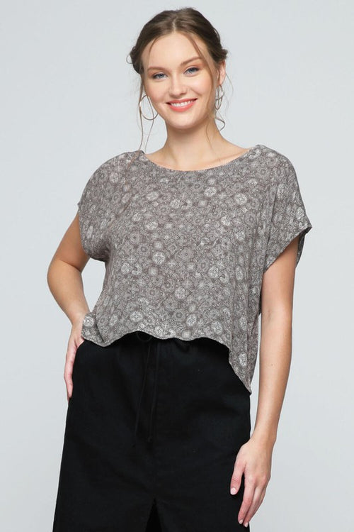 "ROXY" PRINTED FITTED TOP