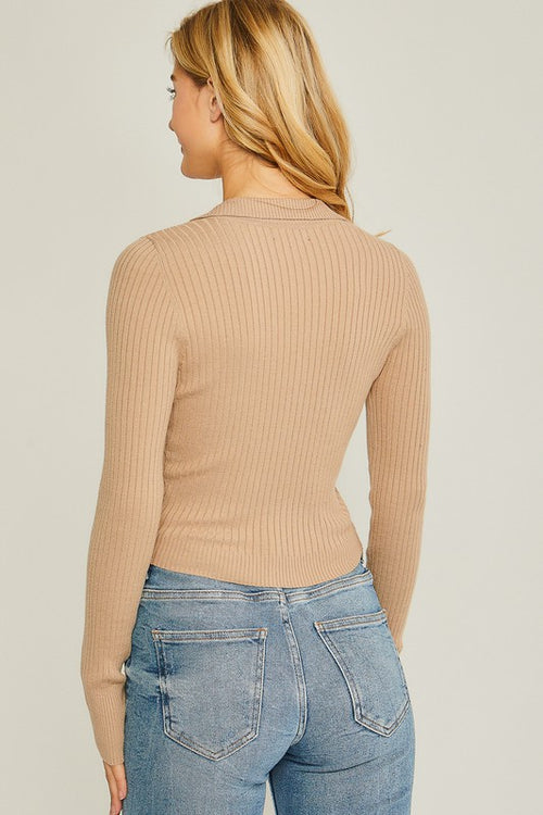 "SONNY" RIBBED KNIT BUTTON FRONT SWEATER